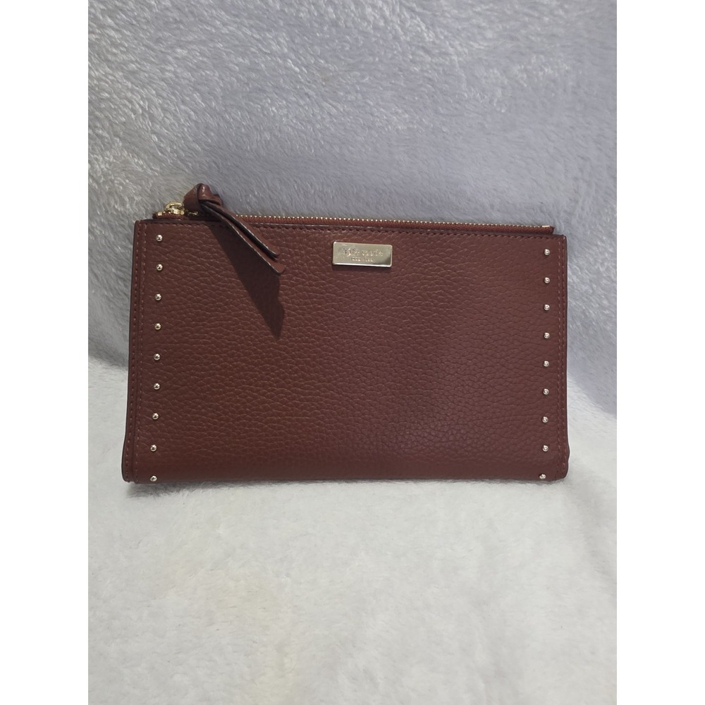 NWT Kate Spade Malea West Street Brown Leather Studded Wallet Boho